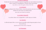 Menu Saint-Valentin Les Bateliers